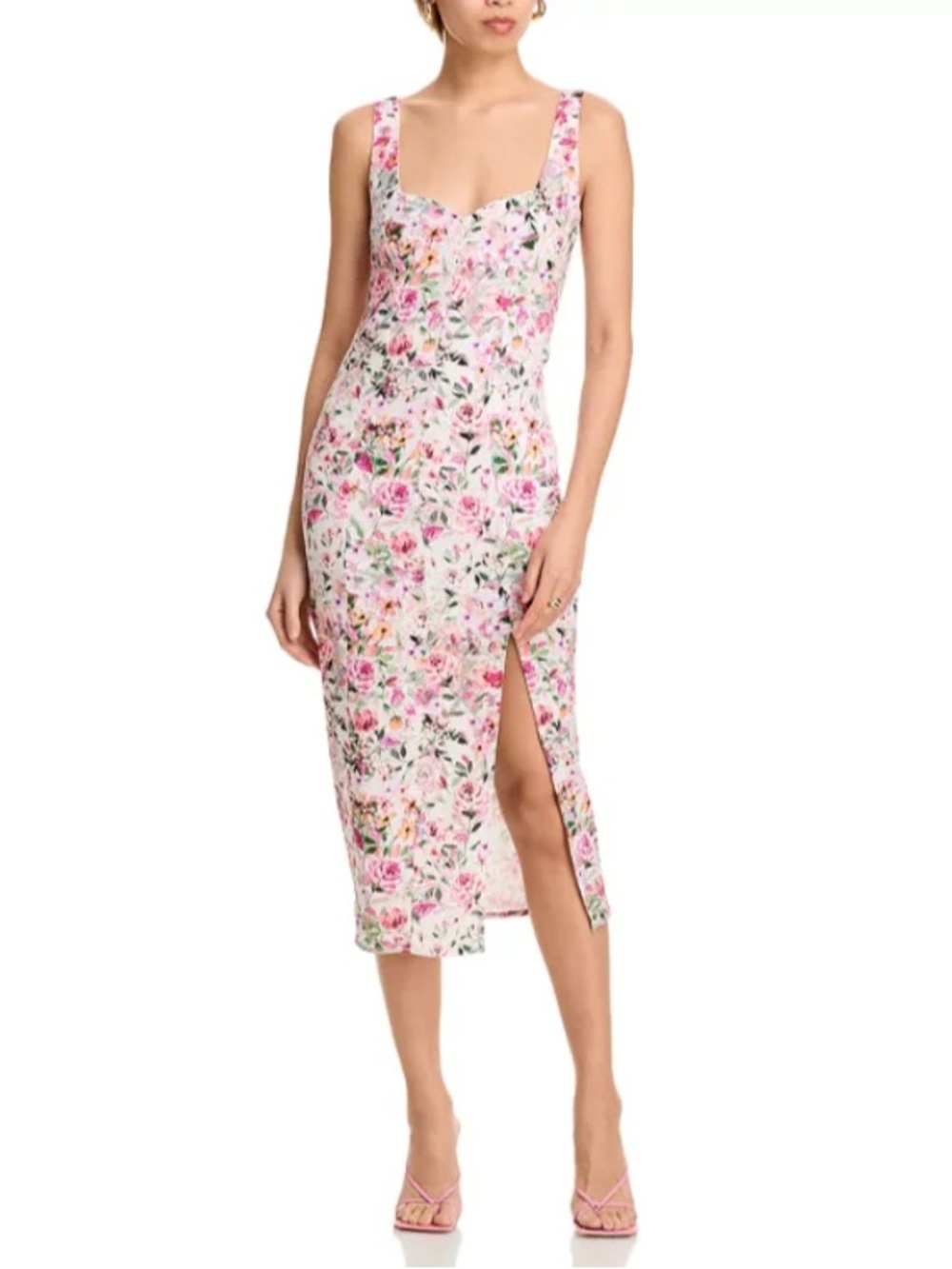 NWT GENERATION LOVE floral linen midi dress in zesty floral white pink size xxl